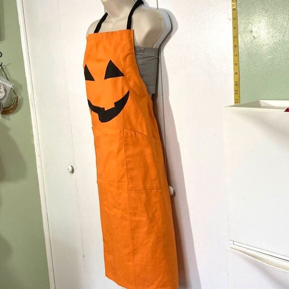Jack o Lantern Pumpkin Halloween Cotton Kitchen baking Apron Pockets 35 x 27 in - Picture 3 of 8